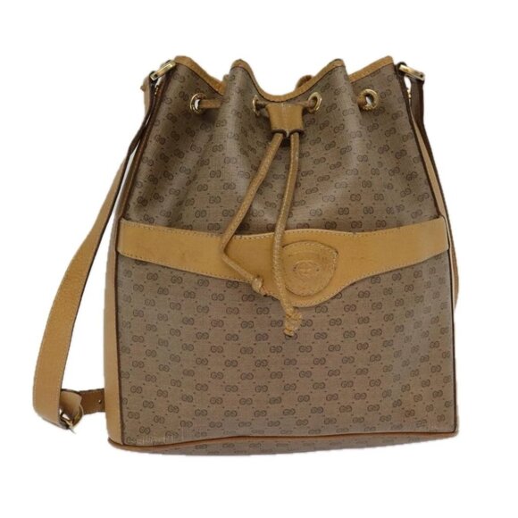 GUCCI Micro GG Supreme Shoulder Bag Beige Gold - Picture 1 of 15